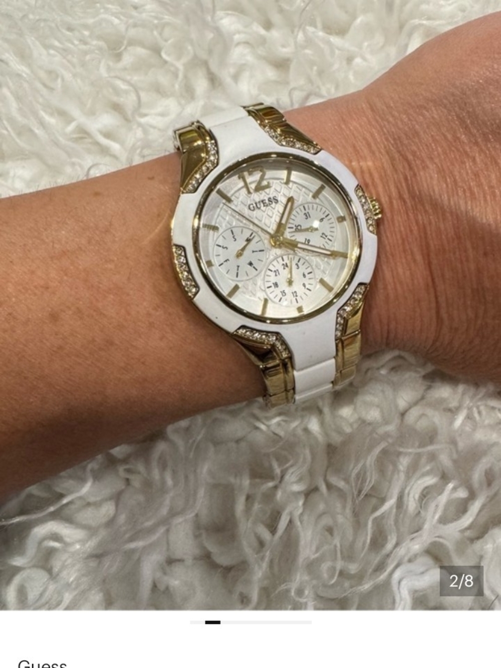 Guess Gold & White Chronograph Watch